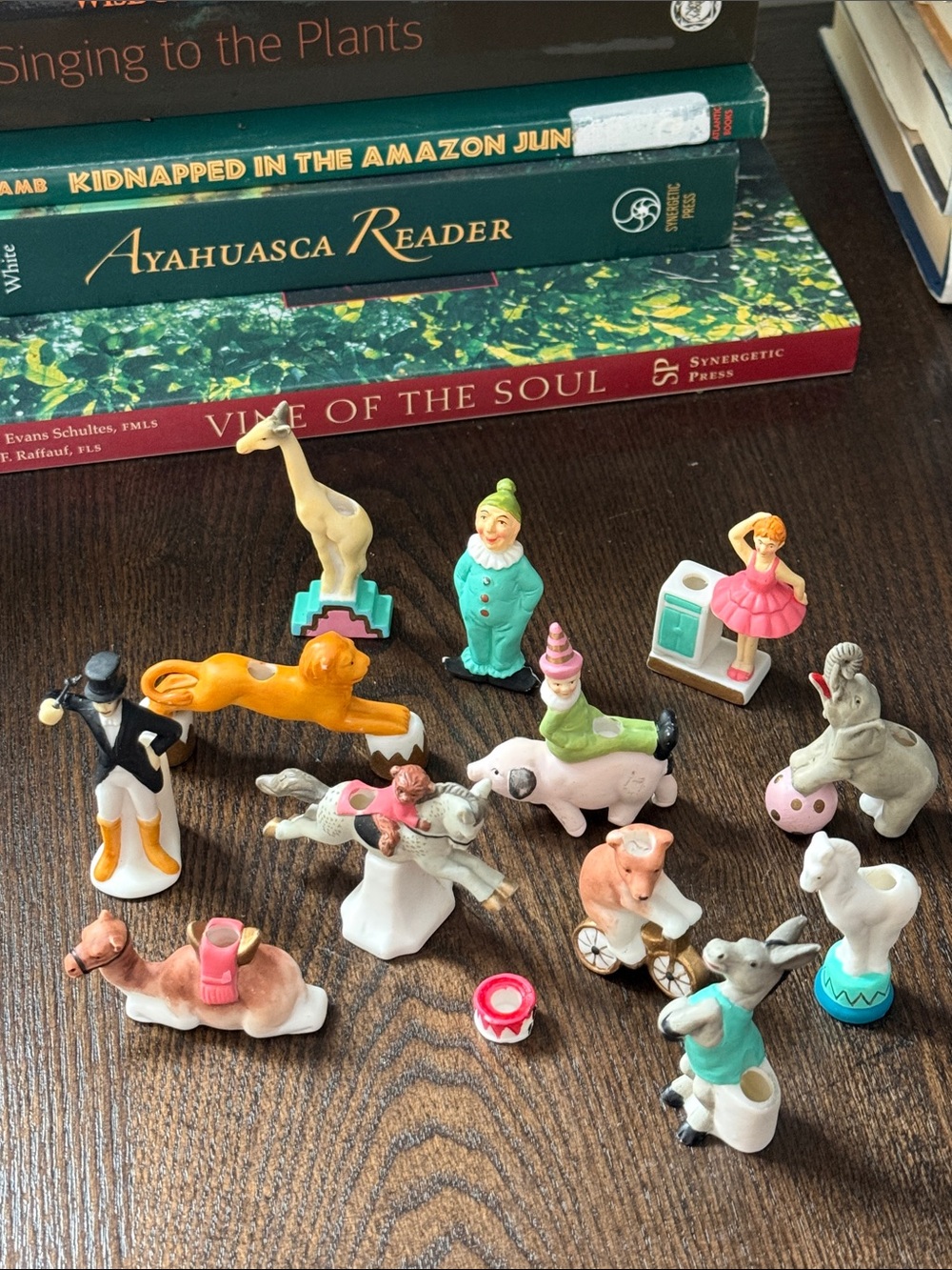 Vintage Birthday Candle Holders Miniature Figures Circus Bisque Porcelain